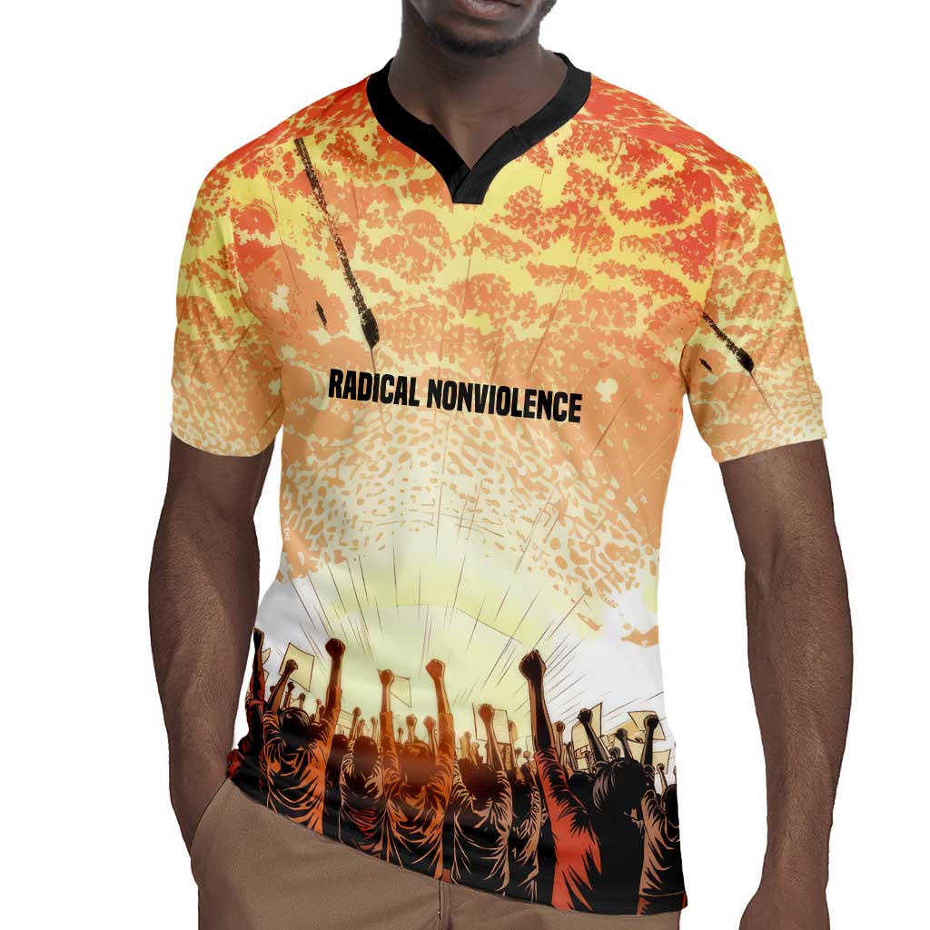 Bayard Rustin Rugby Jersey with Radical Nonviolence Design Protest Crowd and Courage Civil Rights Tribute - African Pride