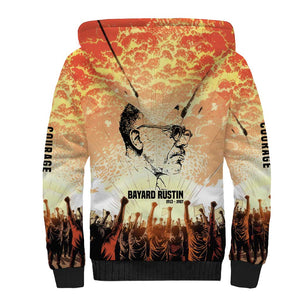 Bayard Rustin Sherpa Hoodie with Radical Nonviolence Design Protest Crowd and Courage Civil Rights Tribute - African Pride