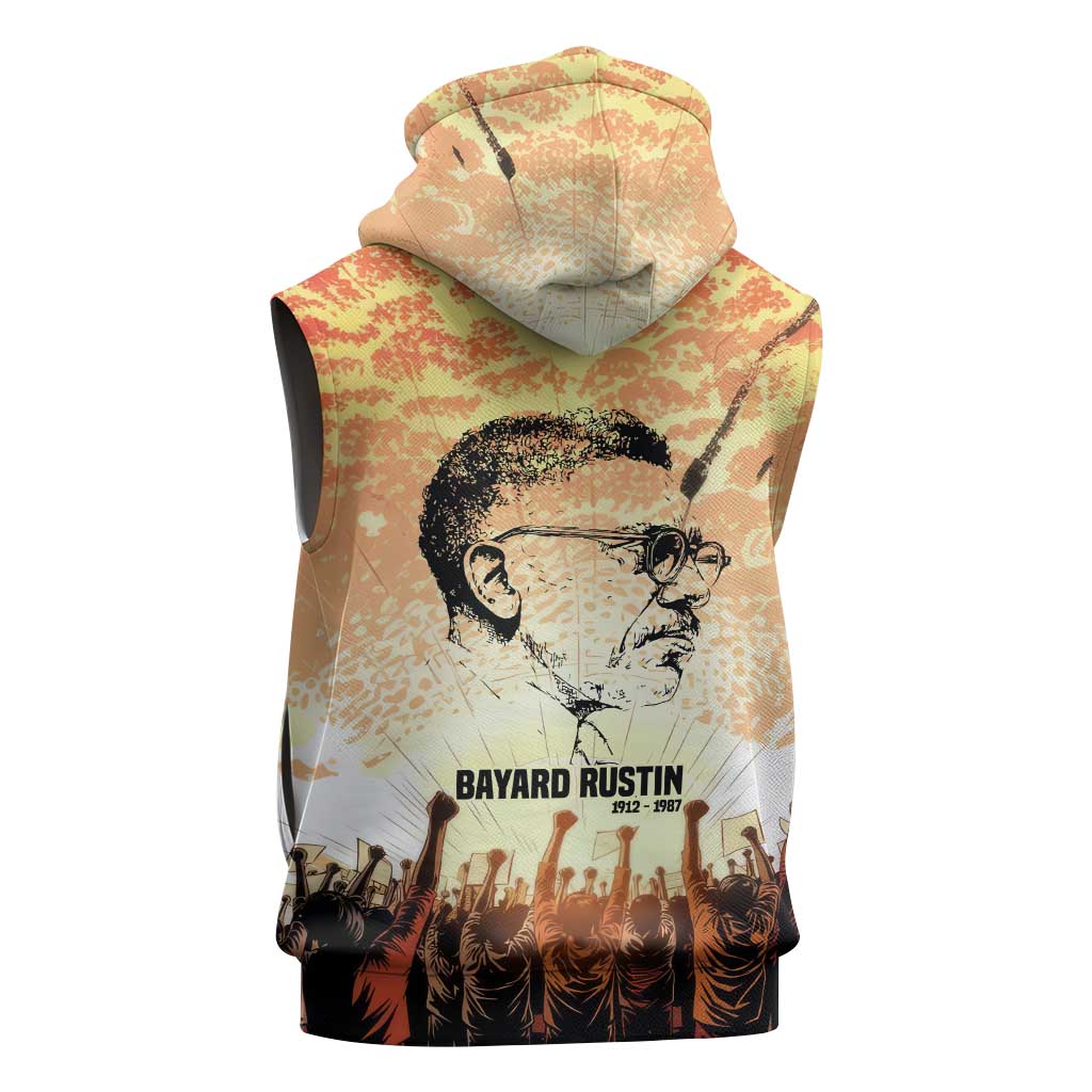 Bayard Rustin Sleeveless Hoodie with Radical Nonviolence Design Protest Crowd and Courage Civil Rights Tribute - African Pride