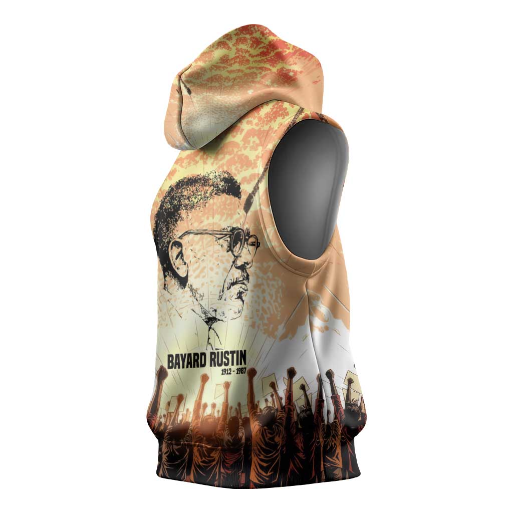Bayard Rustin Sleeveless Hoodie with Radical Nonviolence Design Protest Crowd and Courage Civil Rights Tribute - African Pride