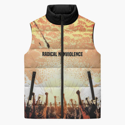 Bayard Rustin Sleeveless Puffer Jacket with Radical Nonviolence Design Protest Crowd and Courage Civil Rights Tribute - African Pride