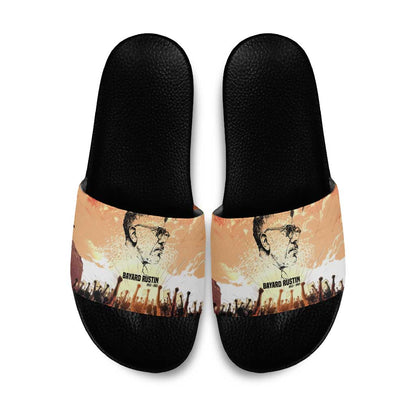 Bayard Rustin Slide Sandals with Radical Nonviolence Design Protest Crowd and Courage Civil Rights Tribute - African Pride