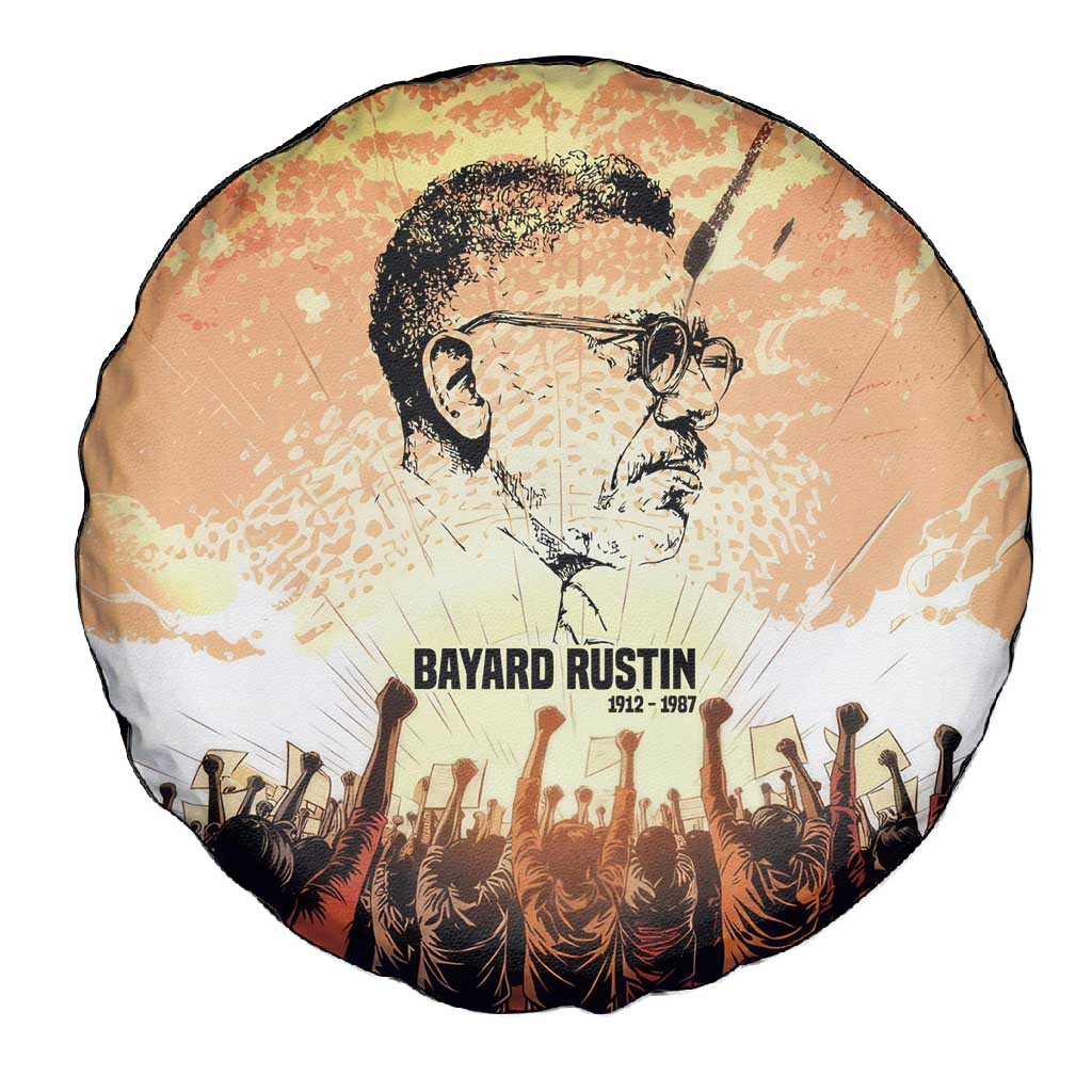 Bayard Rustin Spare Tire Cover with Radical Nonviolence Design Protest Crowd and Courage Civil Rights Tribute - African Pride