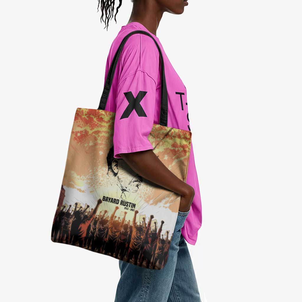 Bayard Rustin Tote Bag with Radical Nonviolence Design Protest Crowd and Courage Civil Rights Tribute - African Pride