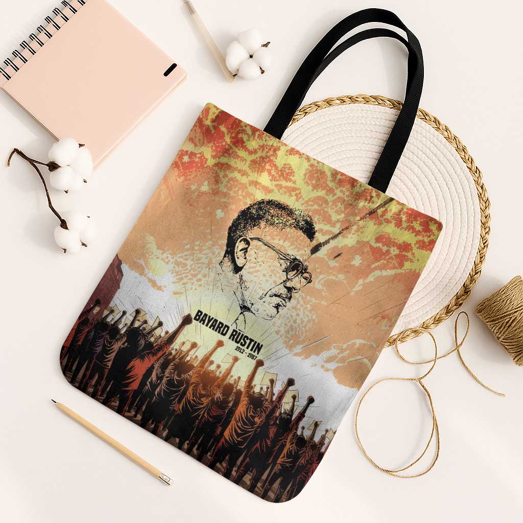 Bayard Rustin Tote Bag with Radical Nonviolence Design Protest Crowd and Courage Civil Rights Tribute - African Pride