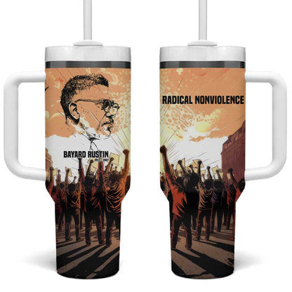 Bayard Rustin Tumbler With Handle with Radical Nonviolence Design Protest Crowd and Courage Civil Rights Tribute - African Pride
