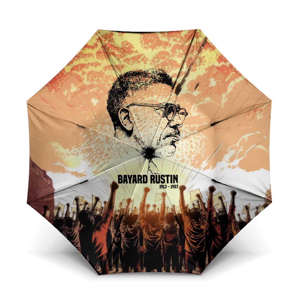 Bayard Rustin Umbrella with Radical Nonviolence Design Protest Crowd and Courage Civil Rights Tribute - African Pride