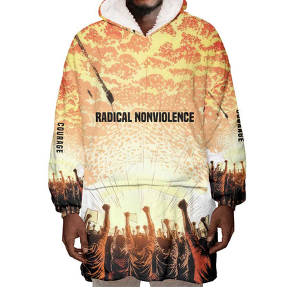 Bayard Rustin Wearable Blanket Hoodie with Radical Nonviolence Design Protest Crowd and Courage Civil Rights Tribute - African Pride