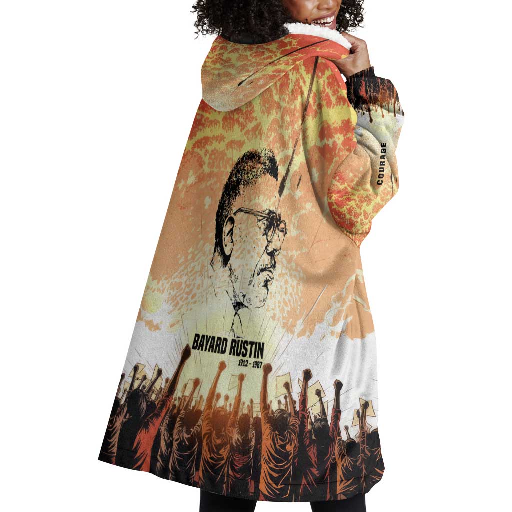 Bayard Rustin Wearable Blanket Hoodie with Radical Nonviolence Design Protest Crowd and Courage Civil Rights Tribute - African Pride