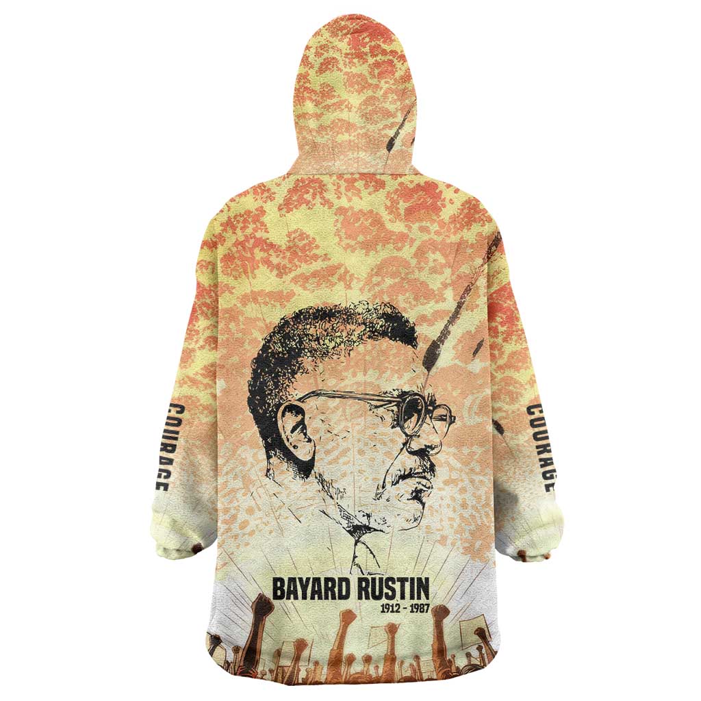 Bayard Rustin Wearable Blanket Hoodie with Radical Nonviolence Design Protest Crowd and Courage Civil Rights Tribute - African Pride