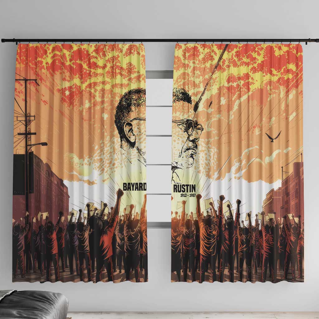 Bayard Rustin Window Curtain with Radical Nonviolence Design Protest Crowd and Courage Civil Rights Tribute - African Pride
