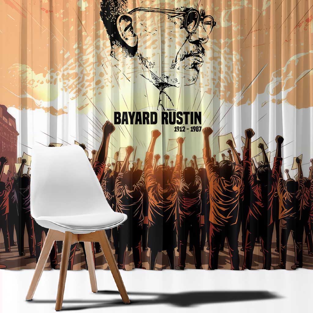 Bayard Rustin Window Curtain with Radical Nonviolence Design Protest Crowd and Courage Civil Rights Tribute - African Pride