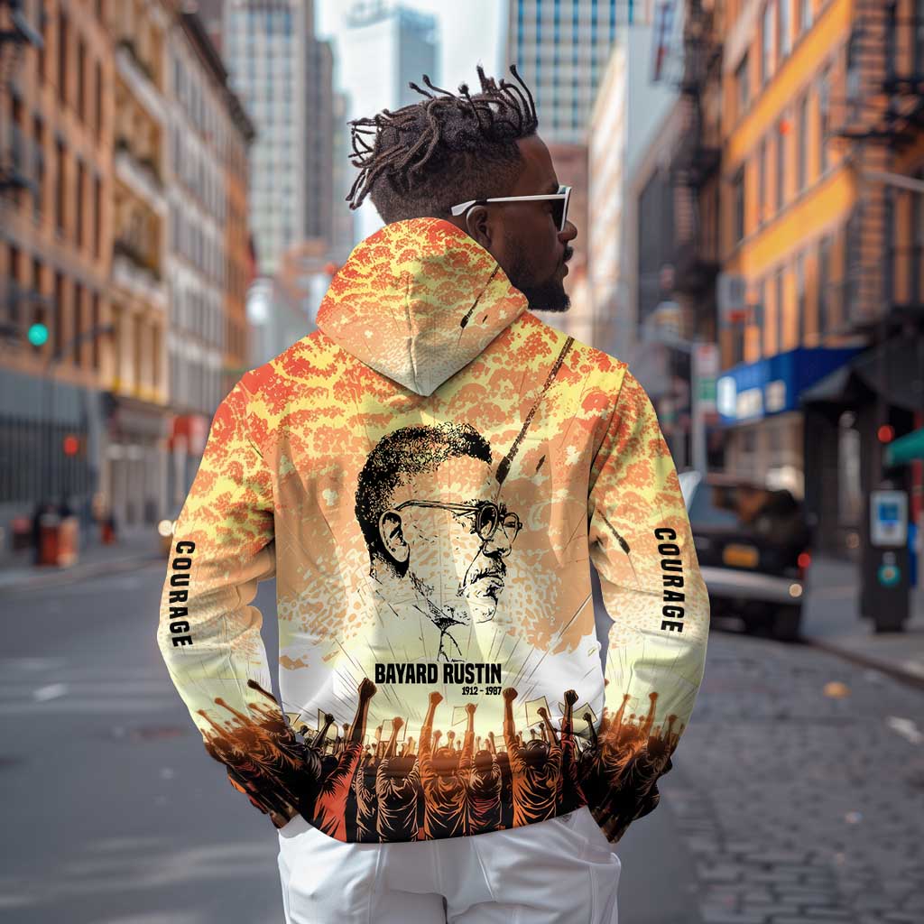 Bayard Rustin Zip Hoodie with Radical Nonviolence Design Protest Crowd and Courage Civil Rights Tribute - African Pride