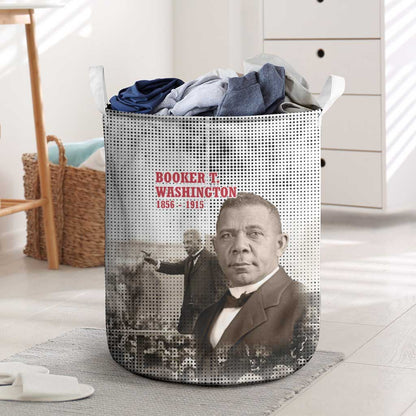 Booker T. Washington Laundry Basket Halftone Portrait Design Tilling a Field Quote Historical Civil Rights Tribute - African Pride