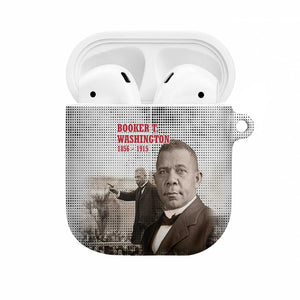 Booker T. Washington AirPods Case Halftone Portrait Design Tilling a Field Quote Historical Civil Rights Tribute - African Pride