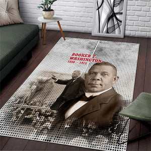 Booker T. Washington Area Rug Halftone Portrait Design Tilling a Field Quote Historical Civil Rights Tribute - African Pride