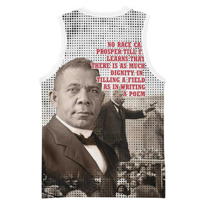 Booker T. Washington Basketball Jersey Halftone Portrait Design Tilling a Field Quote Historical Civil Rights Tribute - African Pride