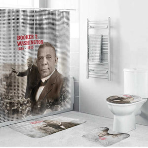 Booker T. Washington Bathroom Set Halftone Portrait Design Tilling a Field Quote Historical Civil Rights Tribute - African Pride