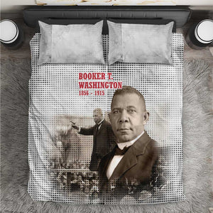 Booker T. Washington Bedding Set Halftone Portrait Design Tilling a Field Quote Historical Civil Rights Tribute - African Pride