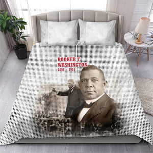 Booker T. Washington Bedding Set Halftone Portrait Design Tilling a Field Quote Historical Civil Rights Tribute - African Pride