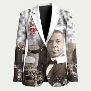 Booker T. Washington Blazer Halftone Portrait Design Tilling a Field Quote Historical Civil Rights Tribute - African Pride