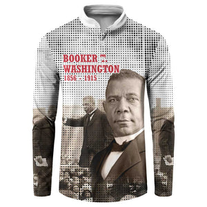 Booker T. Washington Button Sweatshirt Halftone Portrait Design Tilling a Field Quote Historical Civil Rights Tribute