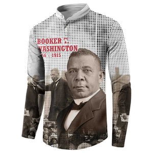 Booker T. Washington Button Sweatshirt Halftone Portrait Design Tilling a Field Quote Historical Civil Rights Tribute