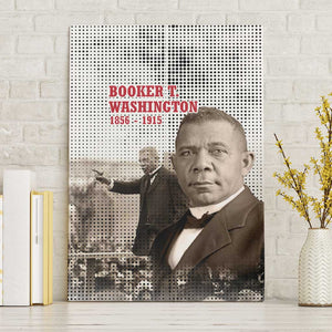 Booker T. Washington Canvas Wall Art Halftone Portrait Design Tilling a Field Quote Historical Civil Rights Tribute - African Pride