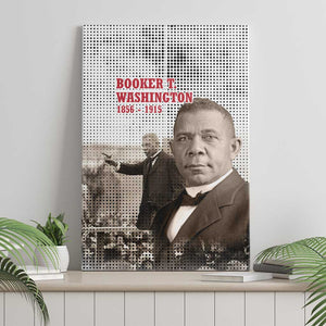 Booker T. Washington Canvas Wall Art Halftone Portrait Design Tilling a Field Quote Historical Civil Rights Tribute - African Pride