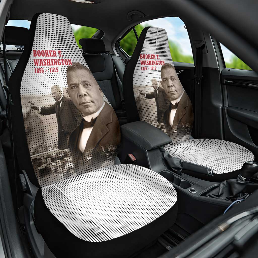 Booker T. Washington Car Seat Cover Halftone Portrait Design Tilling a Field Quote Historical Civil Rights Tribute - African Pride