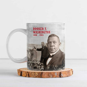 Booker T. Washington Ceramic Mug Halftone Portrait Design Tilling a Field Quote Historical Civil Rights Tribute - African Pride