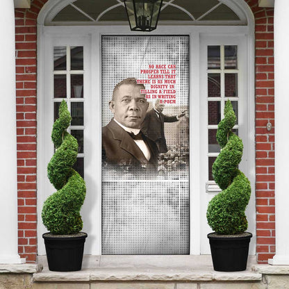 Booker T. Washington Door Cover Halftone Portrait Design Tilling a Field Quote Historical Civil Rights Tribute - African Pride