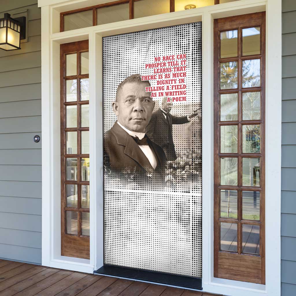 Booker T. Washington Door Cover Halftone Portrait Design Tilling a Field Quote Historical Civil Rights Tribute - African Pride