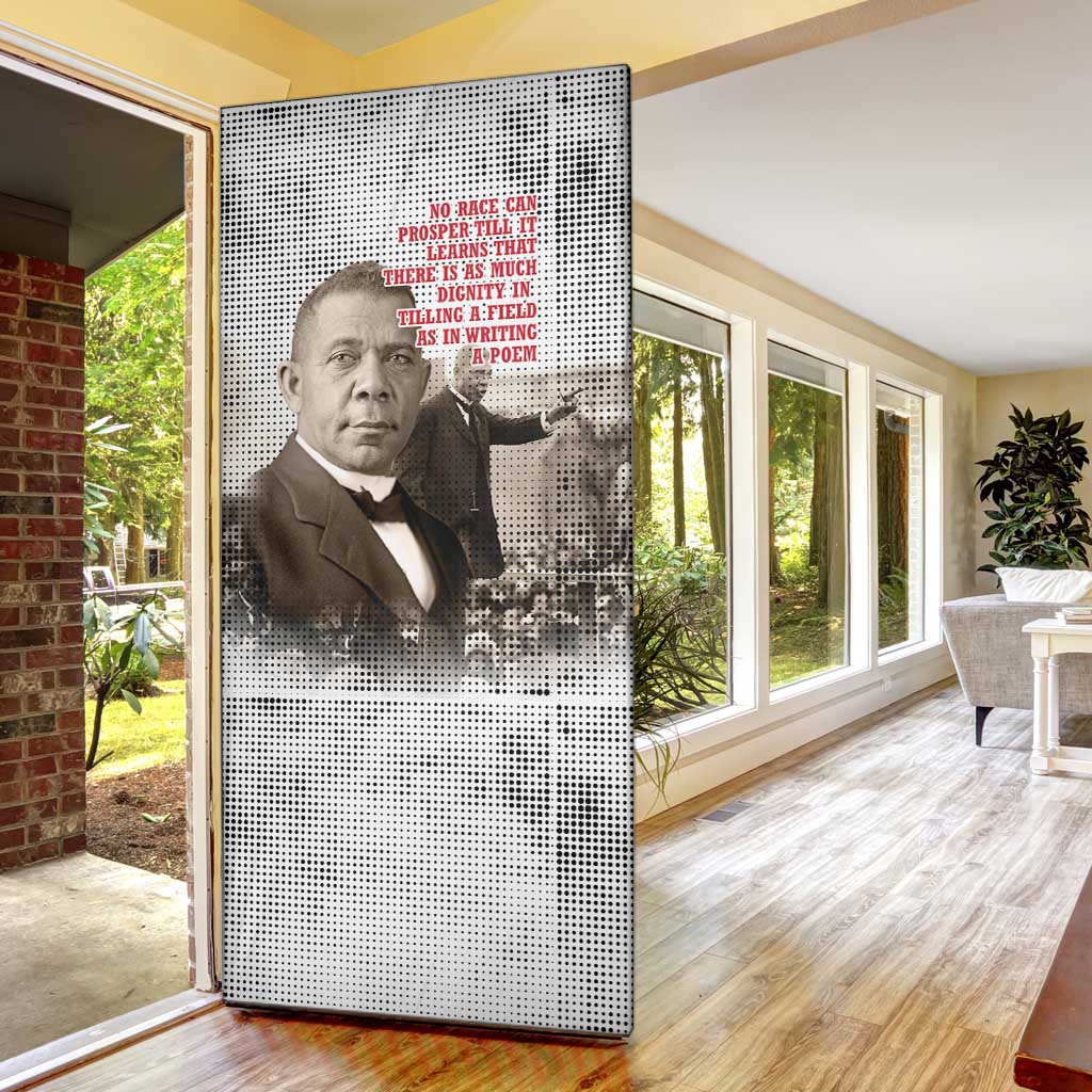 Booker T. Washington Door Cover Halftone Portrait Design Tilling a Field Quote Historical Civil Rights Tribute - African Pride