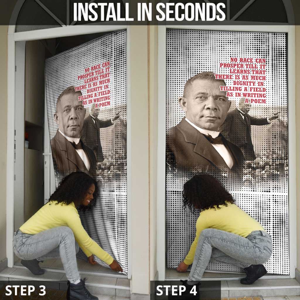 Booker T. Washington Door Cover Halftone Portrait Design Tilling a Field Quote Historical Civil Rights Tribute - African Pride