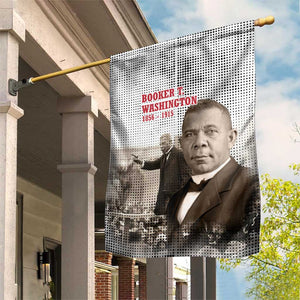Booker T. Washington Garden Flag Halftone Portrait Design Tilling a Field Quote Historical Civil Rights Tribute - African Pride