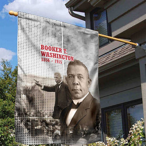 Booker T. Washington Garden Flag Halftone Portrait Design Tilling a Field Quote Historical Civil Rights Tribute - African Pride