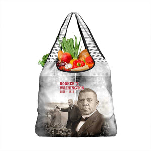 Booker T. Washington Grocery Bag Halftone Portrait Design Tilling a Field Quote Historical Civil Rights Tribute - African Pride