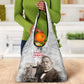 Booker T. Washington Grocery Bag Halftone Portrait Design Tilling a Field Quote Historical Civil Rights Tribute - African Pride