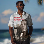 Booker T. Washington Hawaiian Shirt Halftone Portrait Design Tilling a Field Quote Historical Civil Rights Tribute TS04