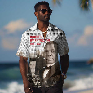 Booker T. Washington Hawaiian Shirt Halftone Portrait Design Tilling a Field Quote Historical Civil Rights Tribute TS04