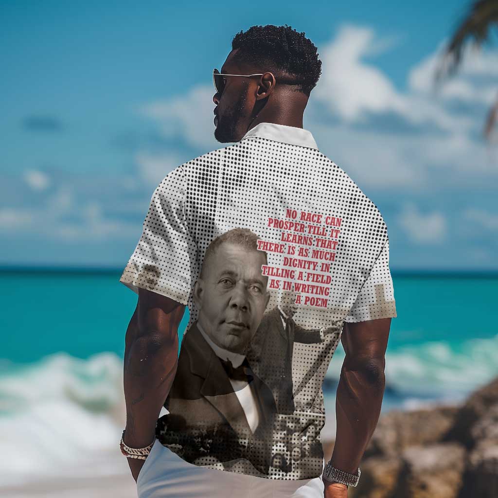 Booker T. Washington Hawaiian Shirt Halftone Portrait Design Tilling a Field Quote Historical Civil Rights Tribute TS04