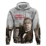 Booker T. Washington Hoodie Halftone Portrait Design Tilling a Field Quote Historical Civil Rights Tribute - African Pride
