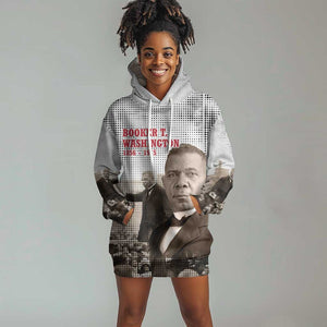 Booker T. Washington Hoodie Dress Halftone Portrait Design Tilling a Field Quote Historical Civil Rights Tribute - African Pride