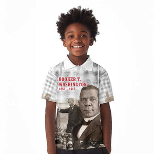 Booker T. Washington Kid Polo Shirt Halftone Portrait Design Tilling a Field Quote Historical Civil Rights Tribute TS04