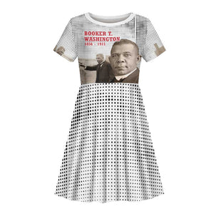 Booker T. Washington Kid Short Sleeve Dress Halftone Portrait Design Tilling a Field Quote Historical Civil Rights Tribute TS04