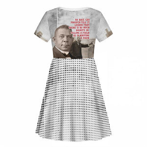 Booker T. Washington Kid Short Sleeve Dress Halftone Portrait Design Tilling a Field Quote Historical Civil Rights Tribute TS04