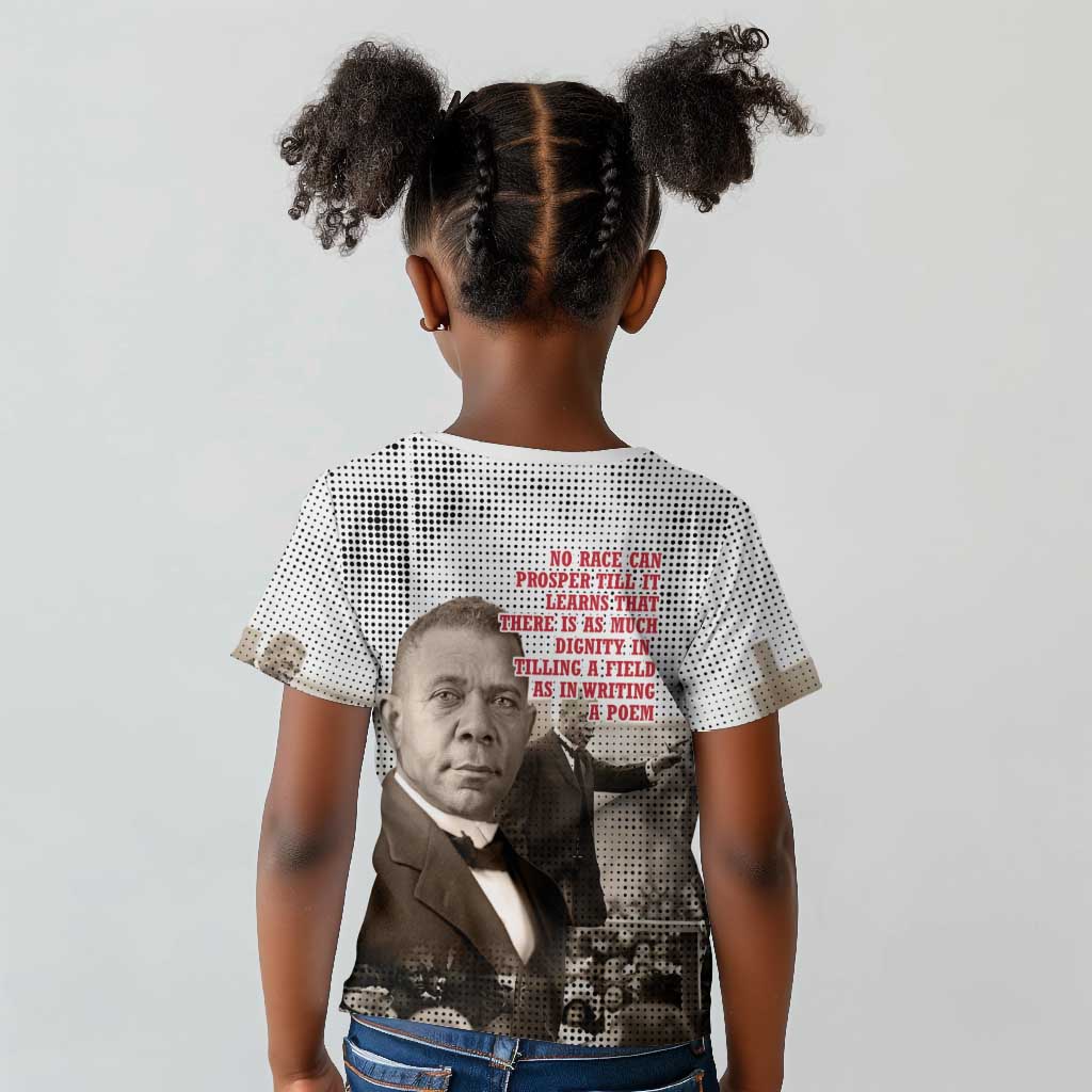 Booker T. Washington Kid T shirt Halftone Portrait Design Tilling a Field Quote Historical Civil Rights Tribute TS04