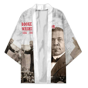 Booker T. Washington Kimono Halftone Portrait Design Tilling a Field Quote Historical Civil Rights Tribute - African Pride