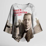 Booker T. Washington Kimono Sleeve Blouse Halftone Portrait Design Tilling a Field Quote Historical Civil Rights Tribute - African Pride